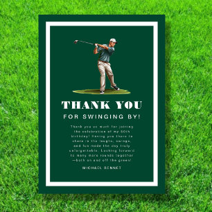 Modern Green Sports Golf Birthday Thank You Card