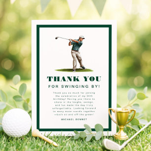 Modern Green Sports Golf Birthday  Thank You Card