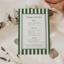 Modern Green Stripe Bachelorette Weekend Itinerary