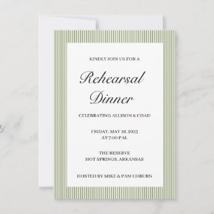 Modern Green Stripe Rehearsal Dinner Invitation
