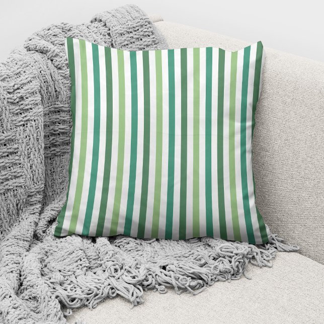 Modern Green Striped Pattern Throw Pillow (Creator Uploaded)