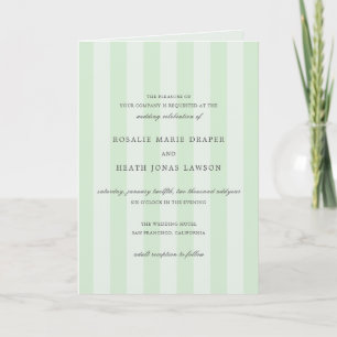 Modern Green Stripes Elegant Wedding Invitation