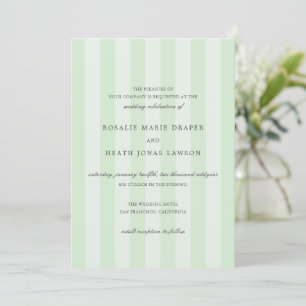 Modern Green Stripes Elegant Wedding Invitation