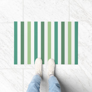 Modern Green Stripes Pattern Doormat
