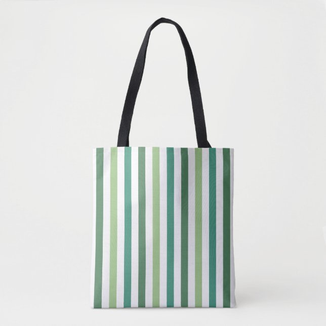 Modern Green Stripes Pattern Tote Bag (Front)