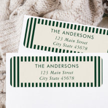 Modern Green Stripes Return Address