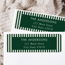 Modern Green Stripes Return Address