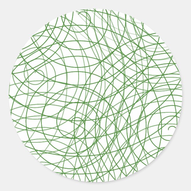 Modern Green Swirl Abstract Round Stickers (Front)