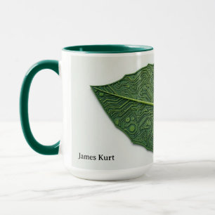 Modern Green Tech Leaf Personalized Mug