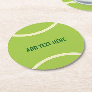 Modern Green Tennis Ball Gift Round Paper Coaster
