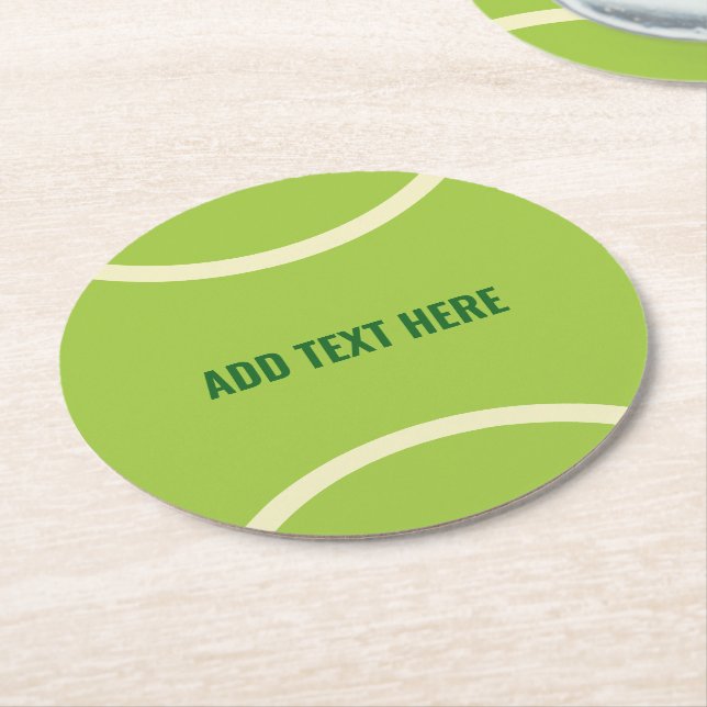 Modern Green Tennis Ball Gift Round Paper Coaster (Angled)