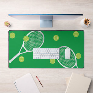 Modern Green Tennis Racket Ball Desk Mat