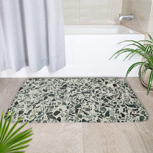 Modern Green Terrazzo Bath Mat