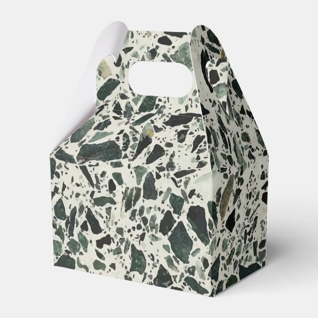 Modern Green Terrazzo Favor Box (Front Side)