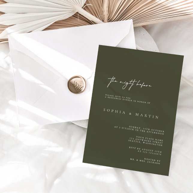 Modern Green The Night Before Rehearsal Dinner Invitation (Creator Uploaded)