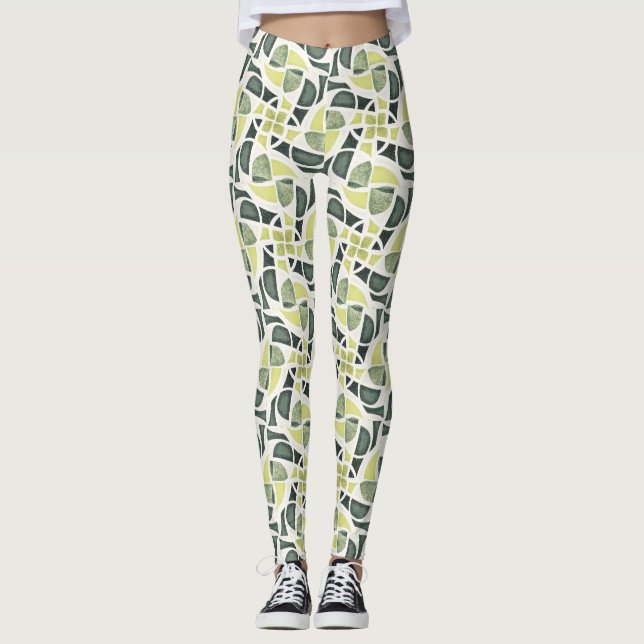Modern Green Tile Leggings (Front)