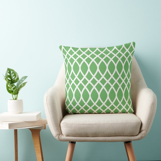 Modern Green Trellis Framework Pattern Throw Pillow (Chair)
