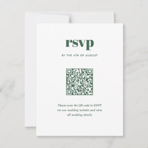 Modern Green Trendy Mix Match Wedding QR Code RSVP Card