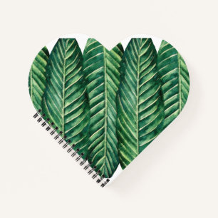 Modern green tropical long leaf design notebook