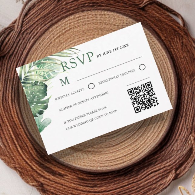 Modern Green Tropical RSVP Wedding  (Créateur téléchargé)