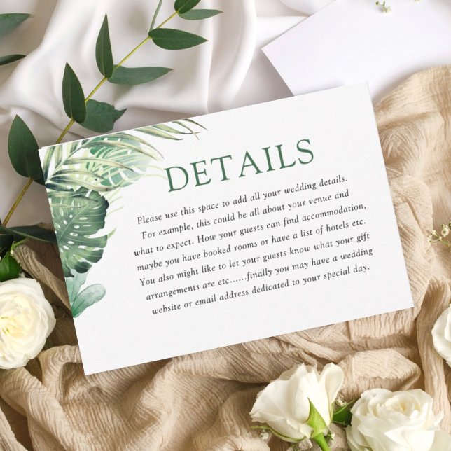 Modern Green Tropical Wedding Details Enclosure Card (Creator Uploaded)