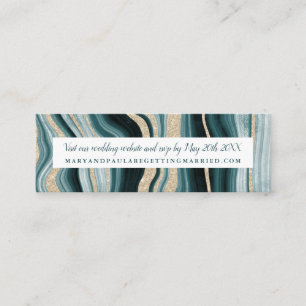 Modern green turquoise agate marble wedding detail mini business card