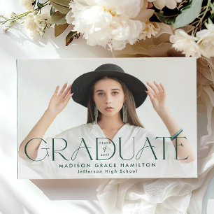 Modern Green Typography 2 Photo Graduation Guest Book