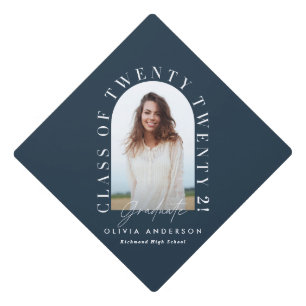 Modern green typography photo arch graduation grad graduation cap topper