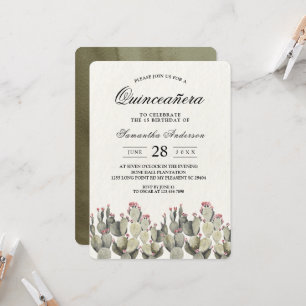 Modern Green Watercolor Cactus Invitation