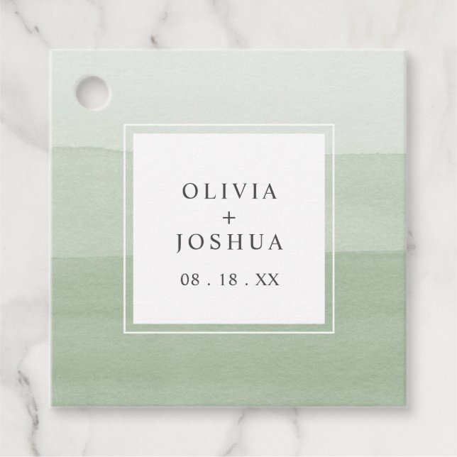 Modern Green Wedding Favour Tags (Front)