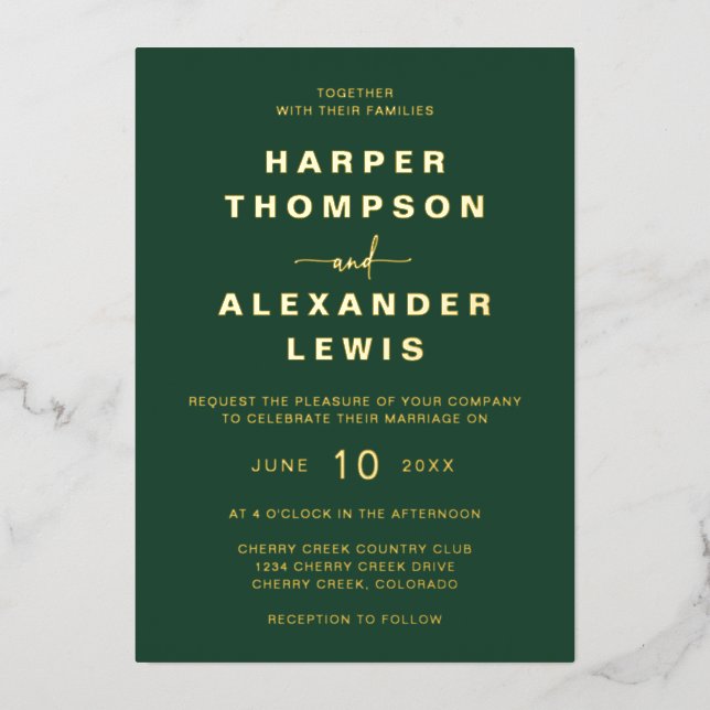 Modern Green Wedding Gold (Front)
