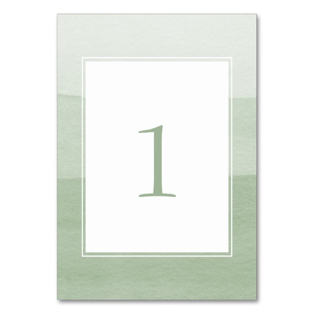 Modern Green Wedding Table Number (Front)