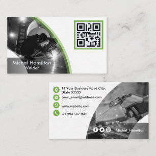 Modern Green Welder Business Card