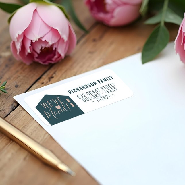 Modern Green We've Moved New Home Address  Label (Modern Green We've Moved New Home Address Label)
