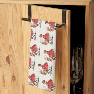 Modern Green Whimsical Christmas Kitchen Towel