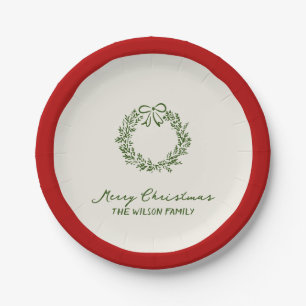 Modern Green Whimsical Christmas Paper Plate