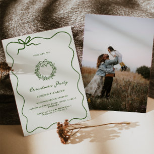 Modern Green Whimsical Christmas Party  Invitation