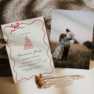 Modern Green Whimsical Christmas Party  Invitation