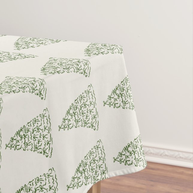 Modern Green Whimsical Christmas Tablecloth (In Situ)