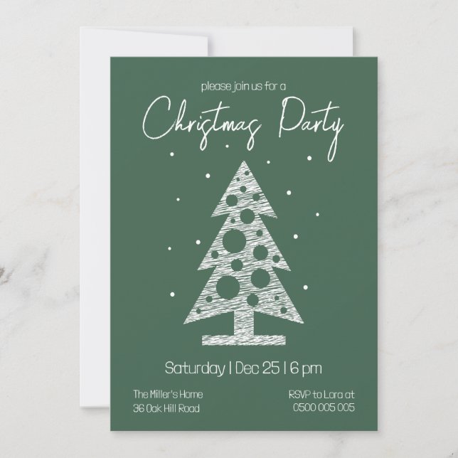 Modern Green & White Christmas Party Invitation (Front)