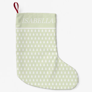 Modern Green White Christmas Tree Pattern Name Small Christmas Stocking