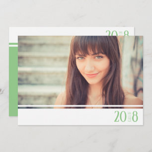 Modern Green & White Class of Photo Invitations