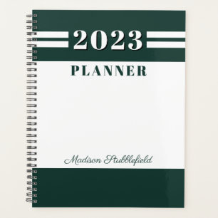 Modern Green White Custom Personalized 2024 Planner