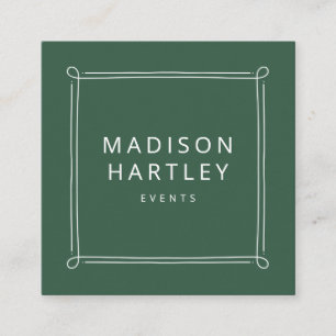 Modern Green & White Decorative Frame Square Business Card