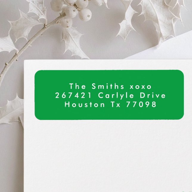 modern green white festive holiday return address (Creator Uploaded)
