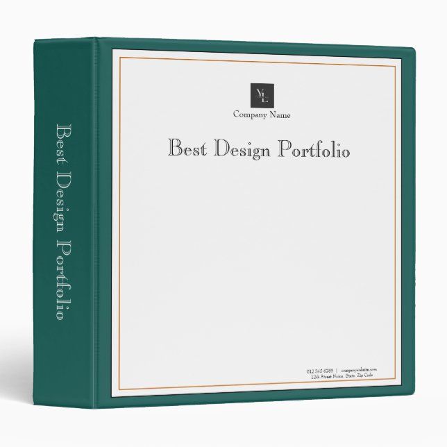 Modern Green White Gold with Business Logo Binder (Front/Spine)