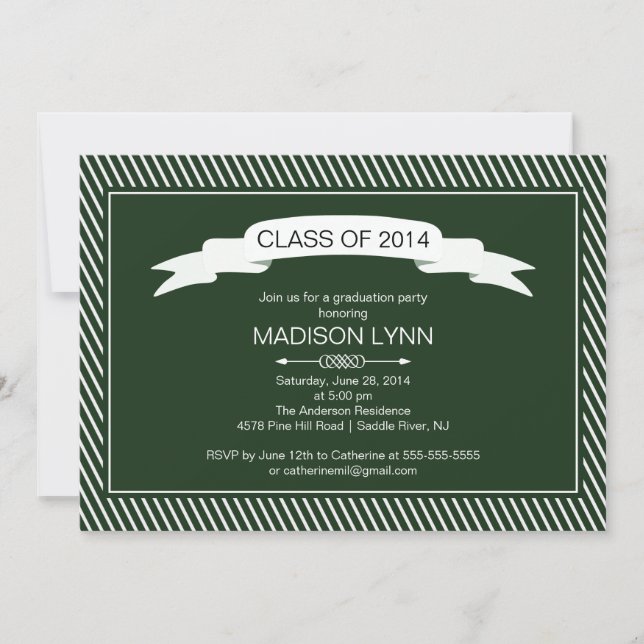 Modern Green White Graduation Party Invitation (Front)