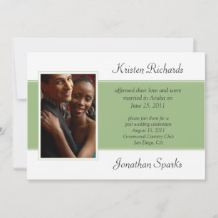 Modern Green White Photo Post Wedding Celebration Invitation