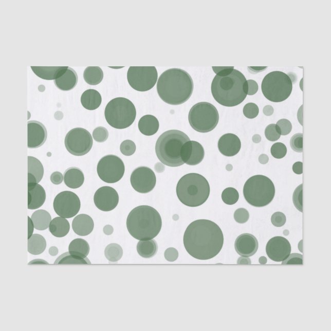 Modern Green & White Polka Dot Bubbles Party Tissue Paper (Front)