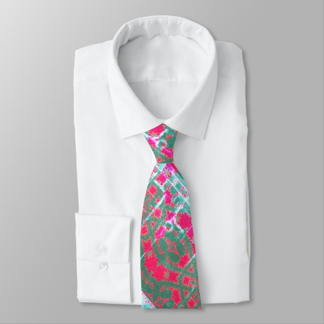 MODERN GREEN -WHITE- RED -CUTE Neck Tie (Tied)